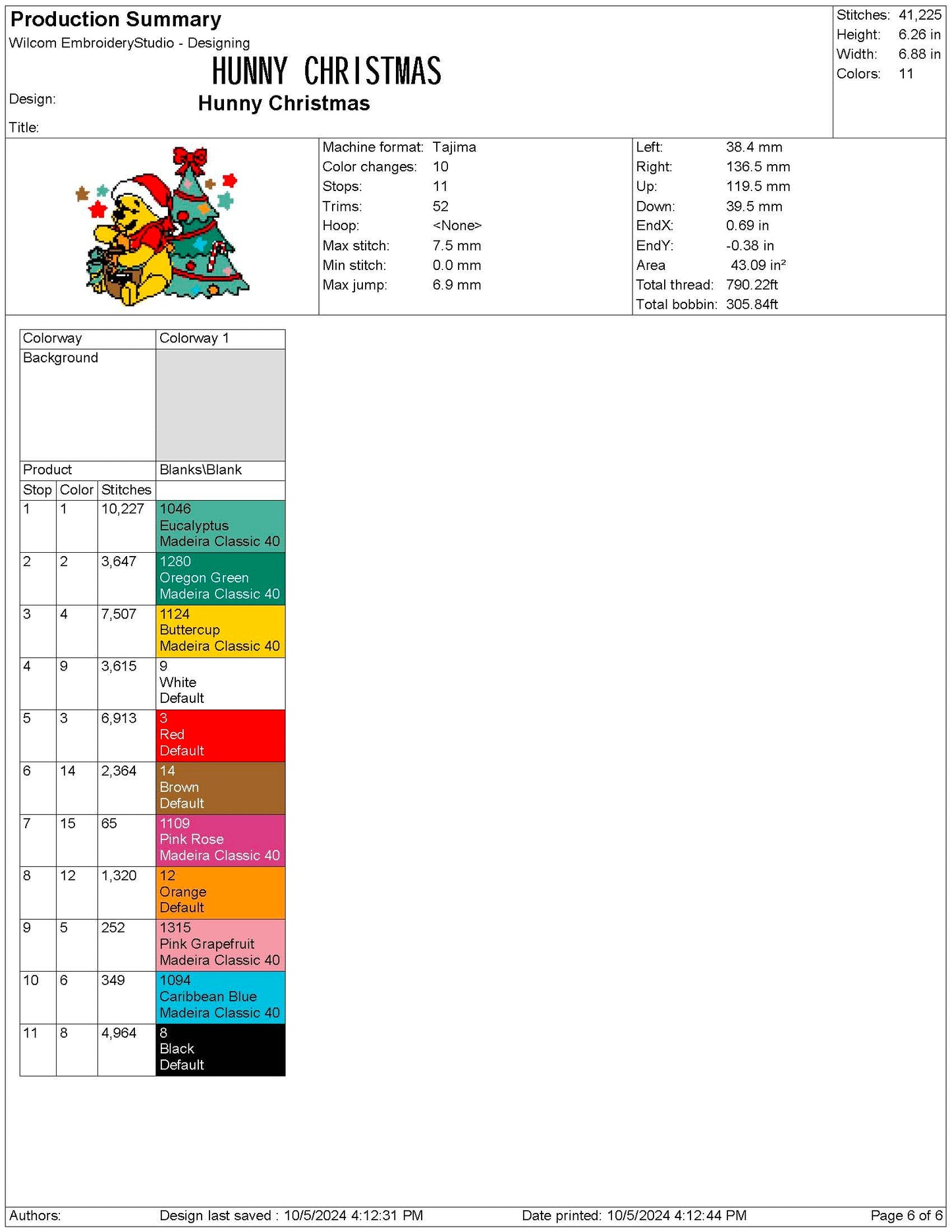 Christmas Pooh Bear Machine Embroidery File | 4 Sizes