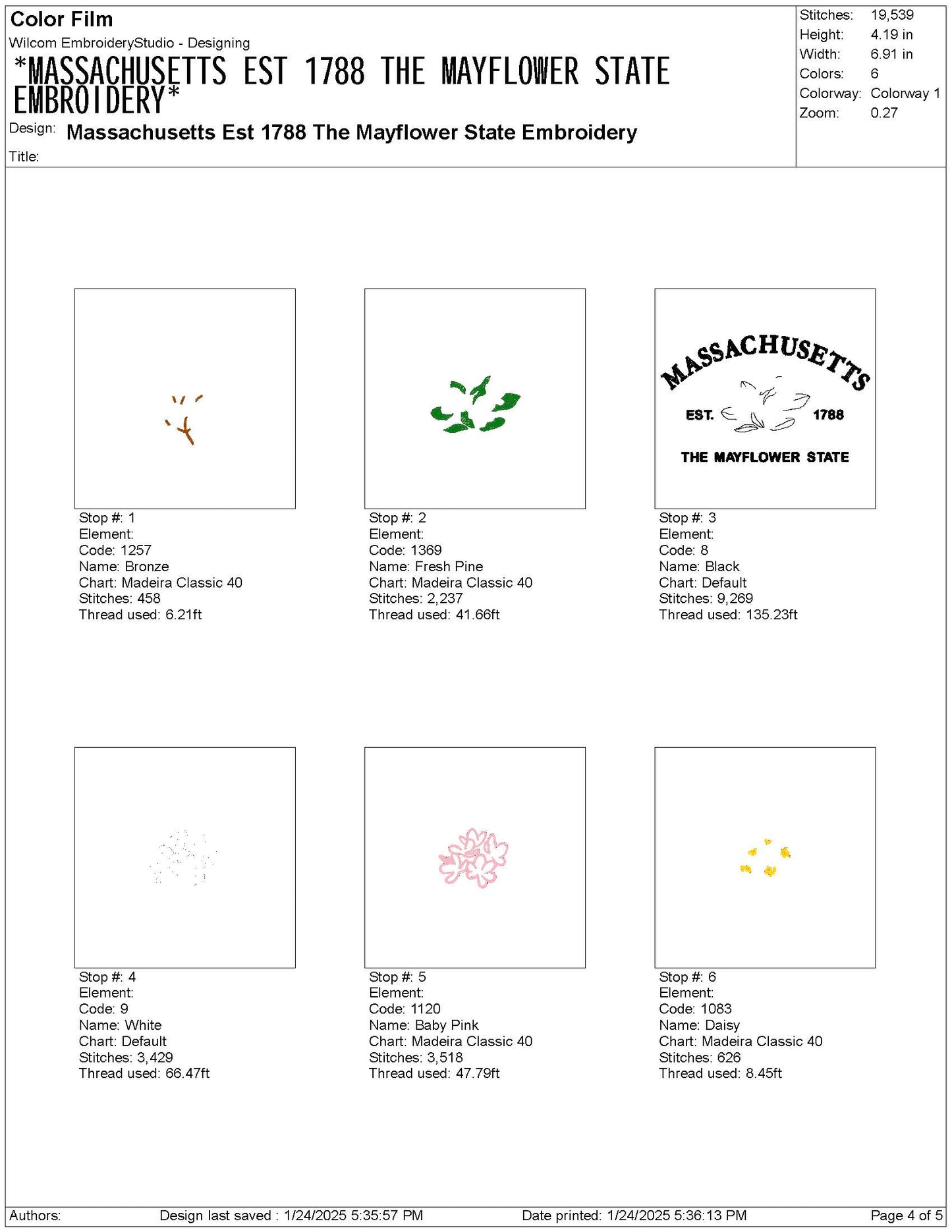 Massachusetts State Machine Embroidery File | 6 Sizes