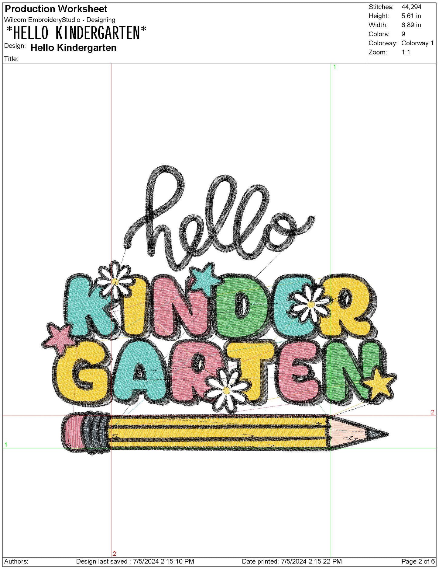 Hello Kindergarten Back to School