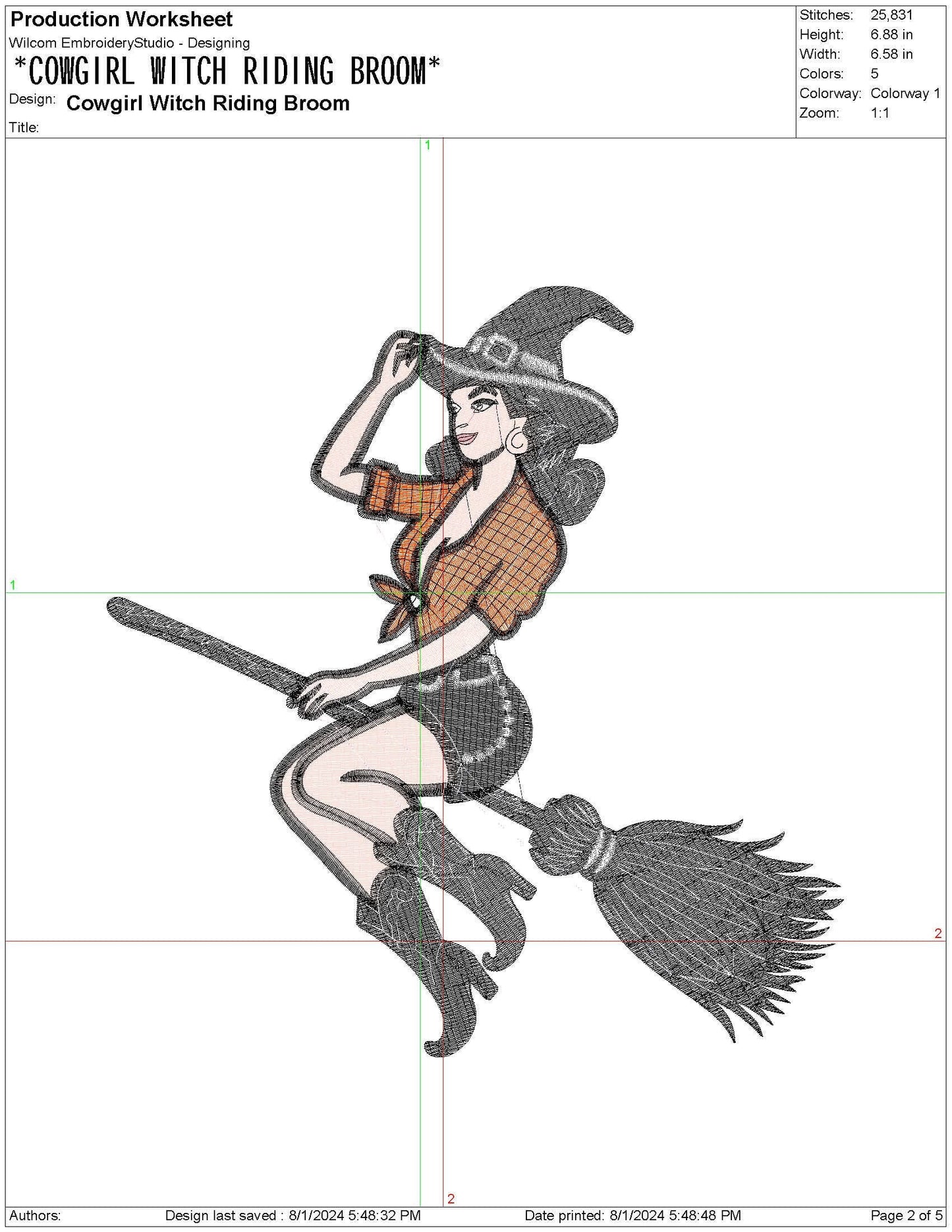 Western Cowgirl Halloween Witch Riding A Broom