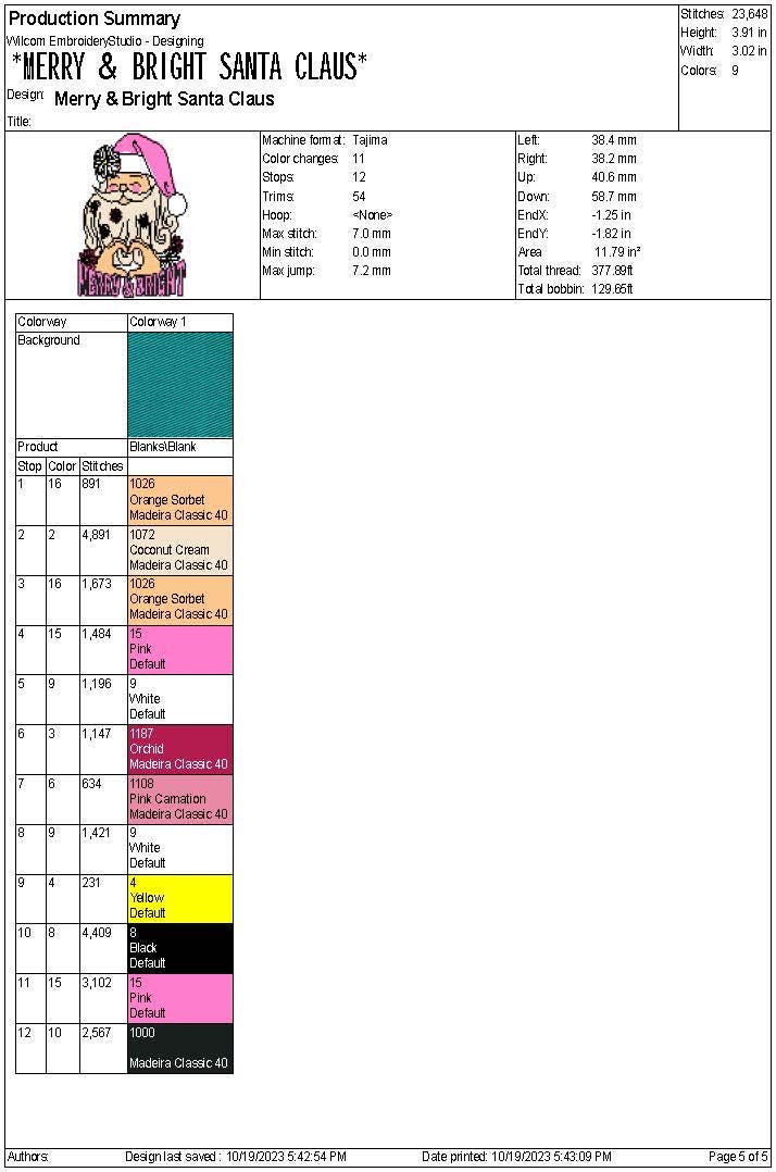 Christmas Santa Embroidery Design: Merry & Bright Machine File - Holiday Digitized Pattern for Embroidery Machines