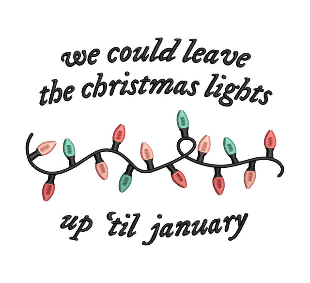 Christmas Lights Embroidery Design: Xmas Machine Embroidery File Holiday Song Lyric Embroidery Files (Digital Download)