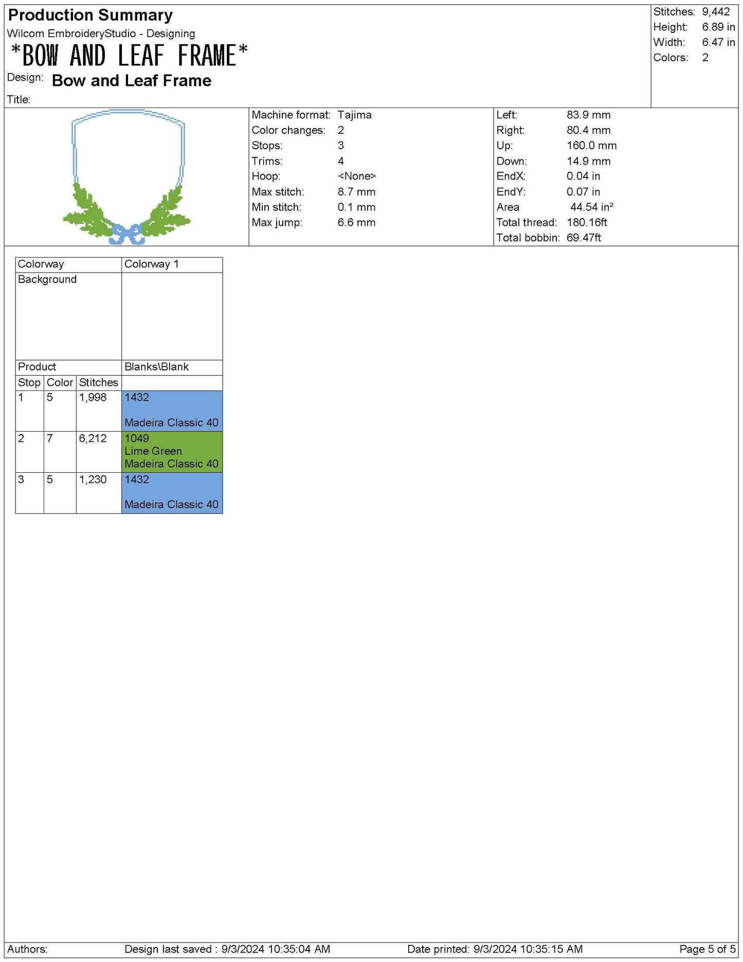 Bow and Leaf Frame Embroidery Design: Elegant Crest Machine Embroidery File Baby Door Hanger Frame File (PES, DST, EXP +)