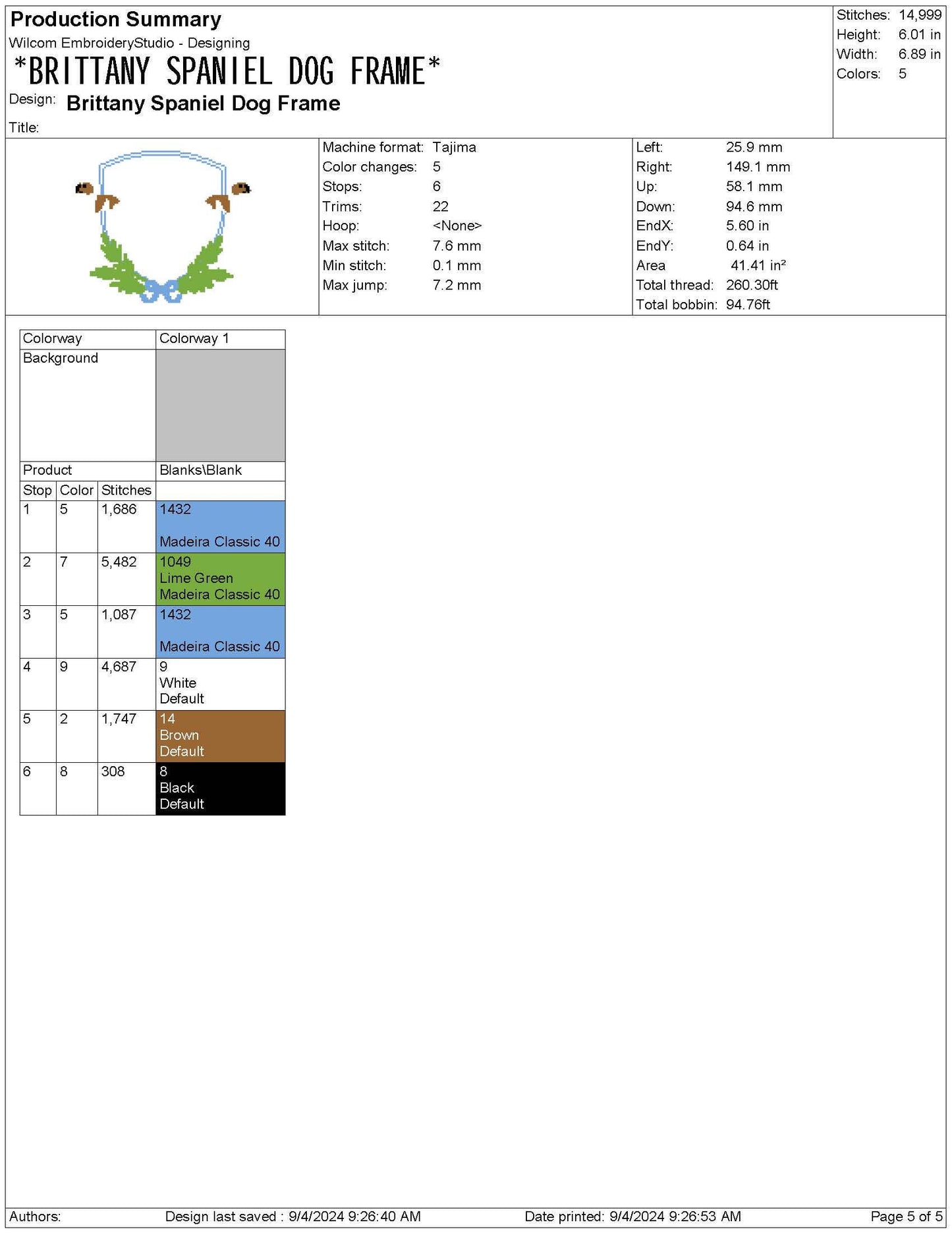 Brittany Spaniel Dog Frame Embroidery Design (Digital Download)