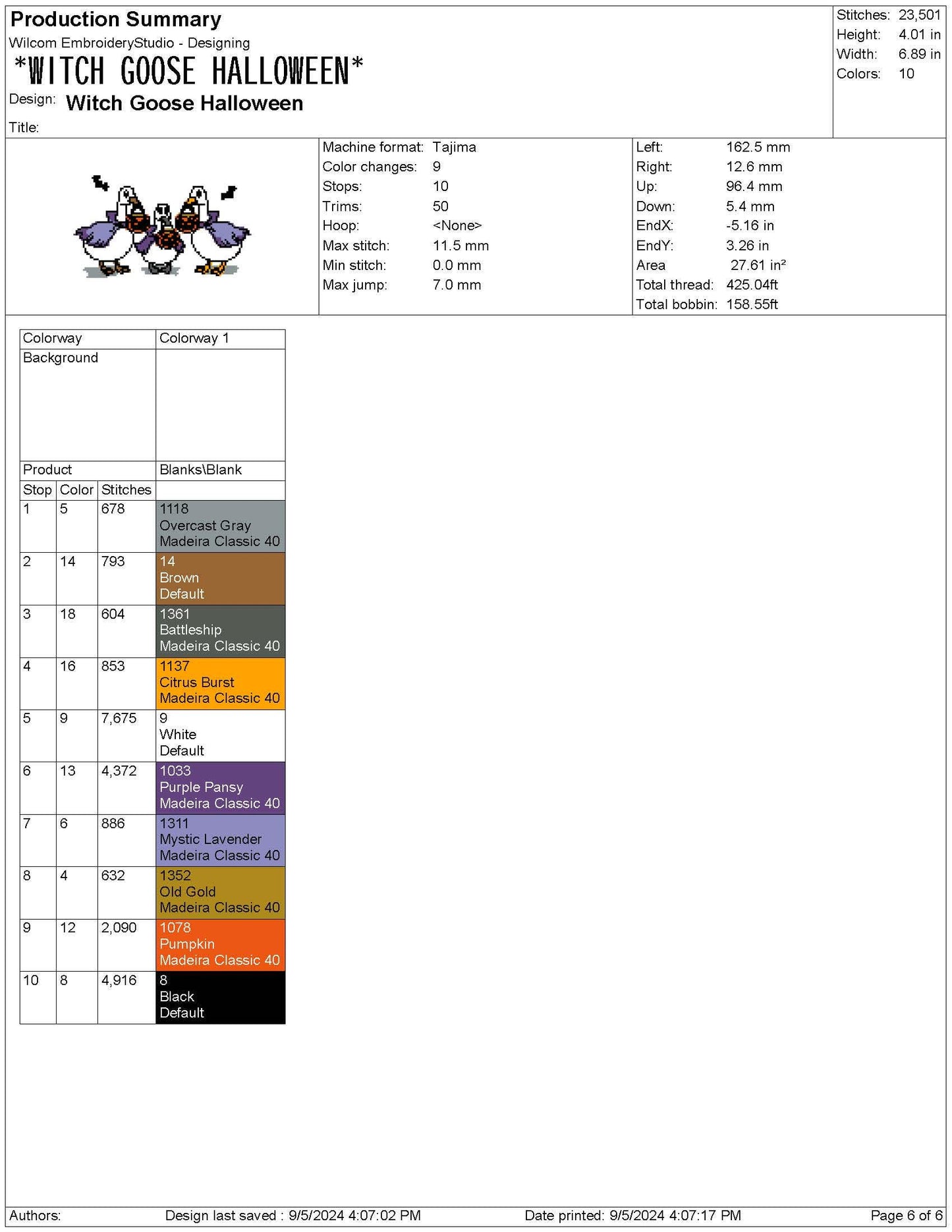 Halloween Geese Embroidery Design: Witch Goose Trick-or-Treating (Digital Download)