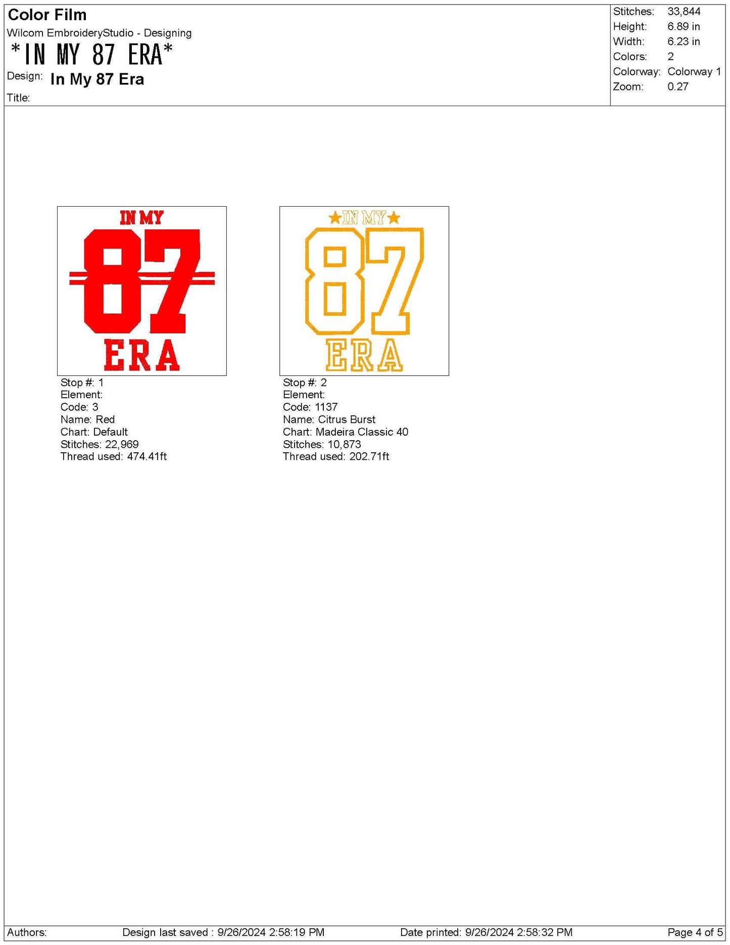 In My 87 Era Taylor Design