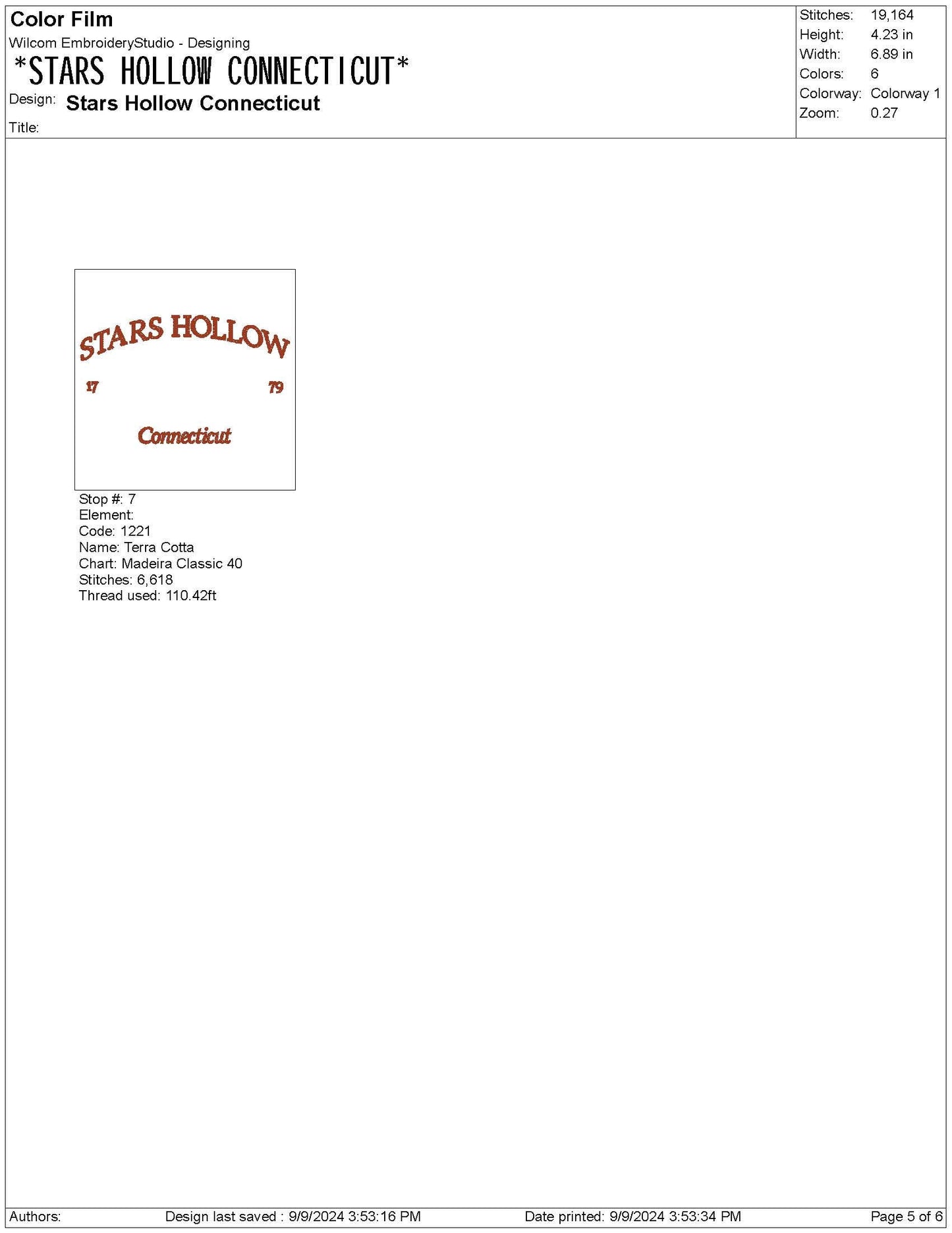 Stars Hollow Connecticut 1779 Design