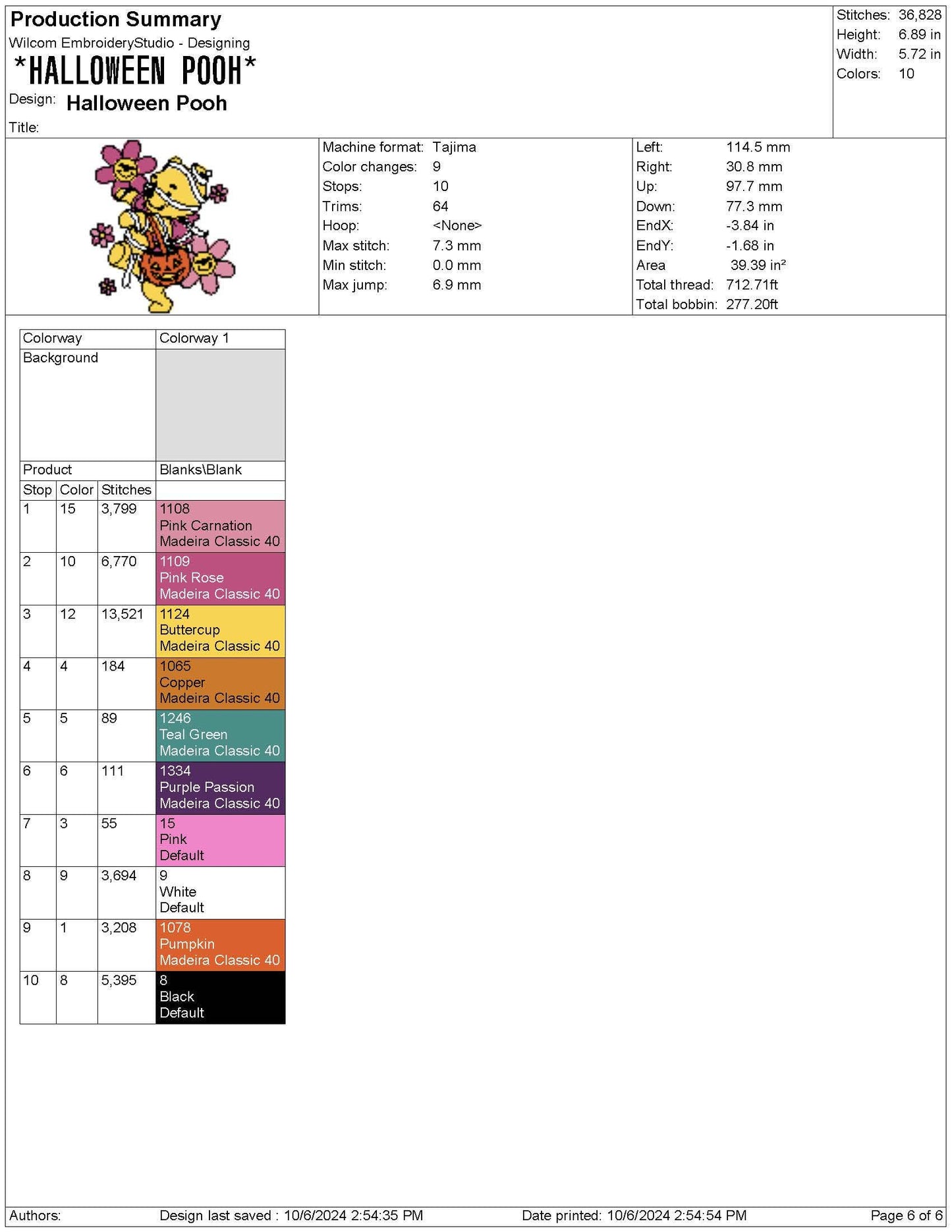 Pooh Bear Halloween Trick-or-Treat Embroidery Machine Embroidery File | 4 sizes