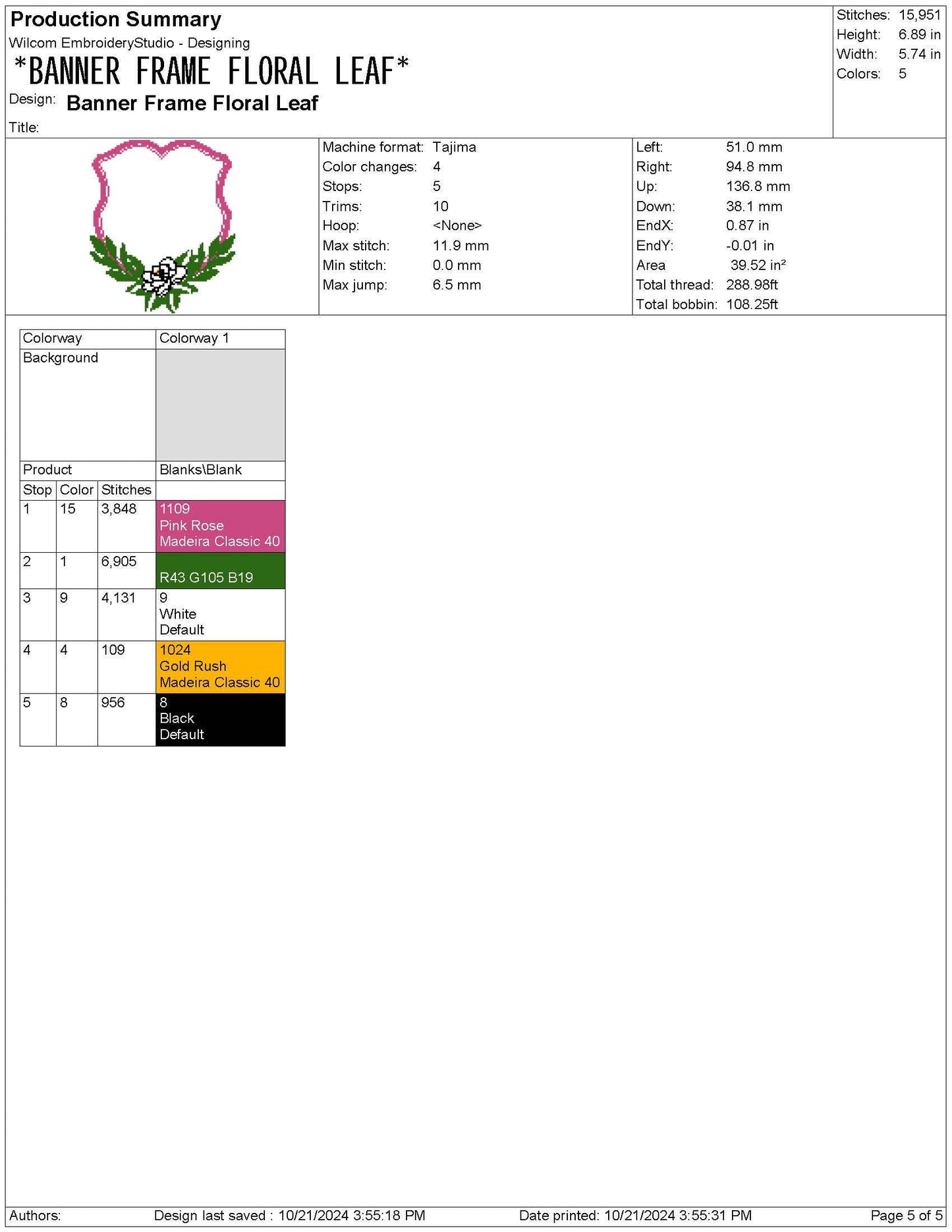Magnolia Embroidery Frame: Floral Embroidery Frame Design For Baby Name Banner or Wedding Banner Crest