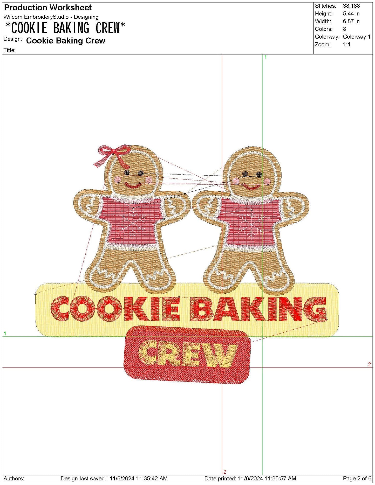Gingerbread Cookie Baking Crew Christmas Fall Machine Embroidery File pes dgt dst exp hus inf jef xxx | 6 Sizes