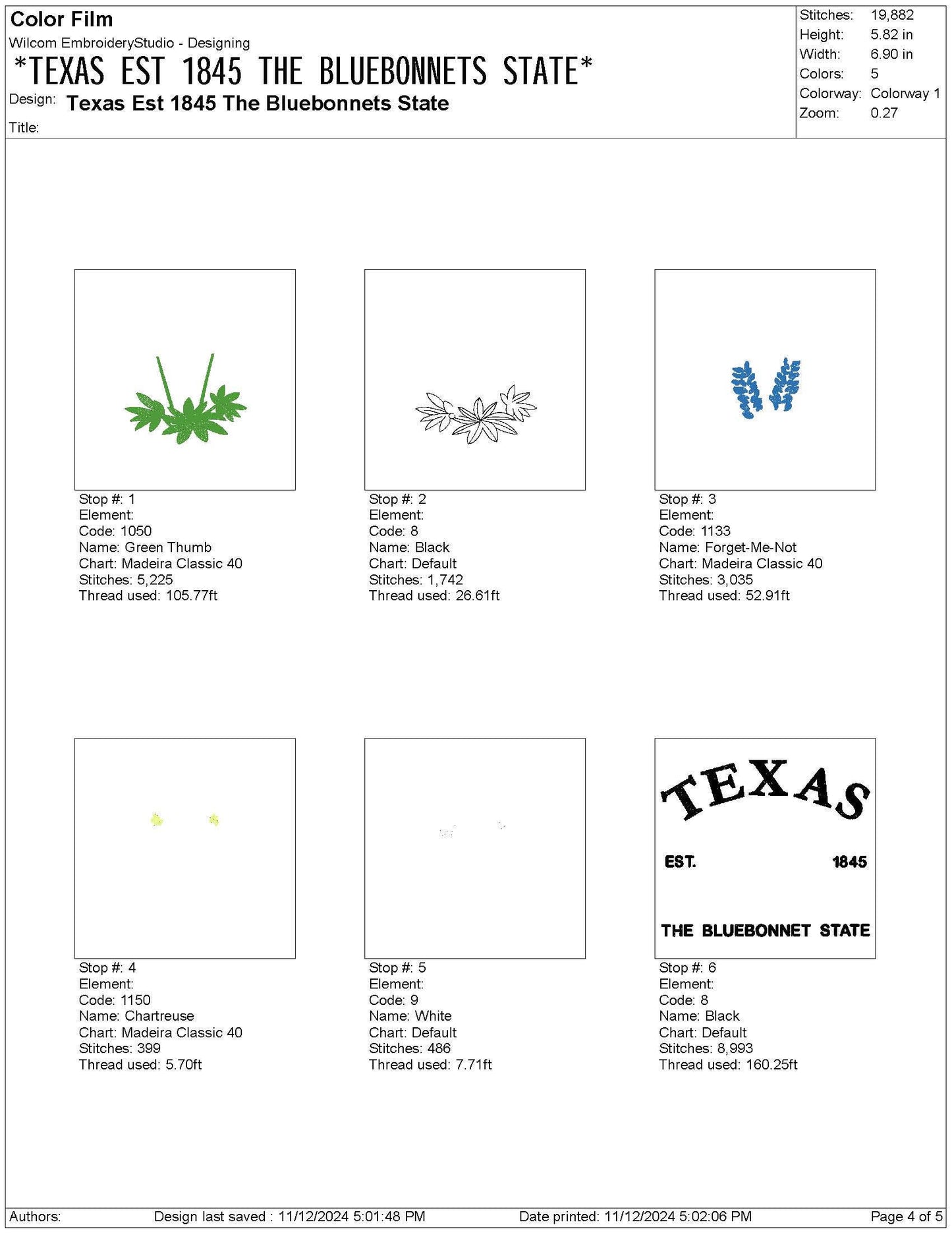 Texas Lone Star State Machine Embroidery File