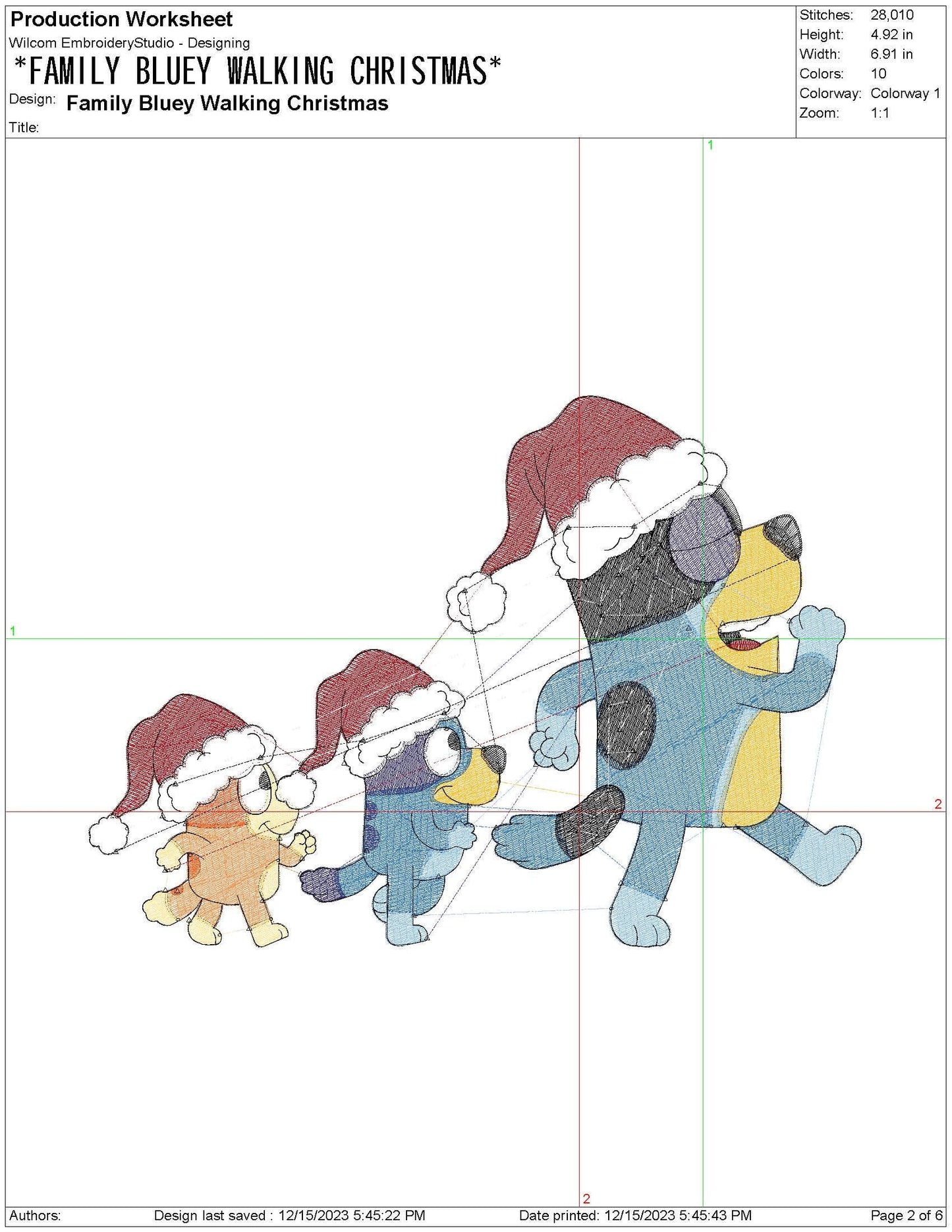 Blue Dog Family Christmas Cute Cartoon Machine Embroidery File Gift | 4 Sizes
