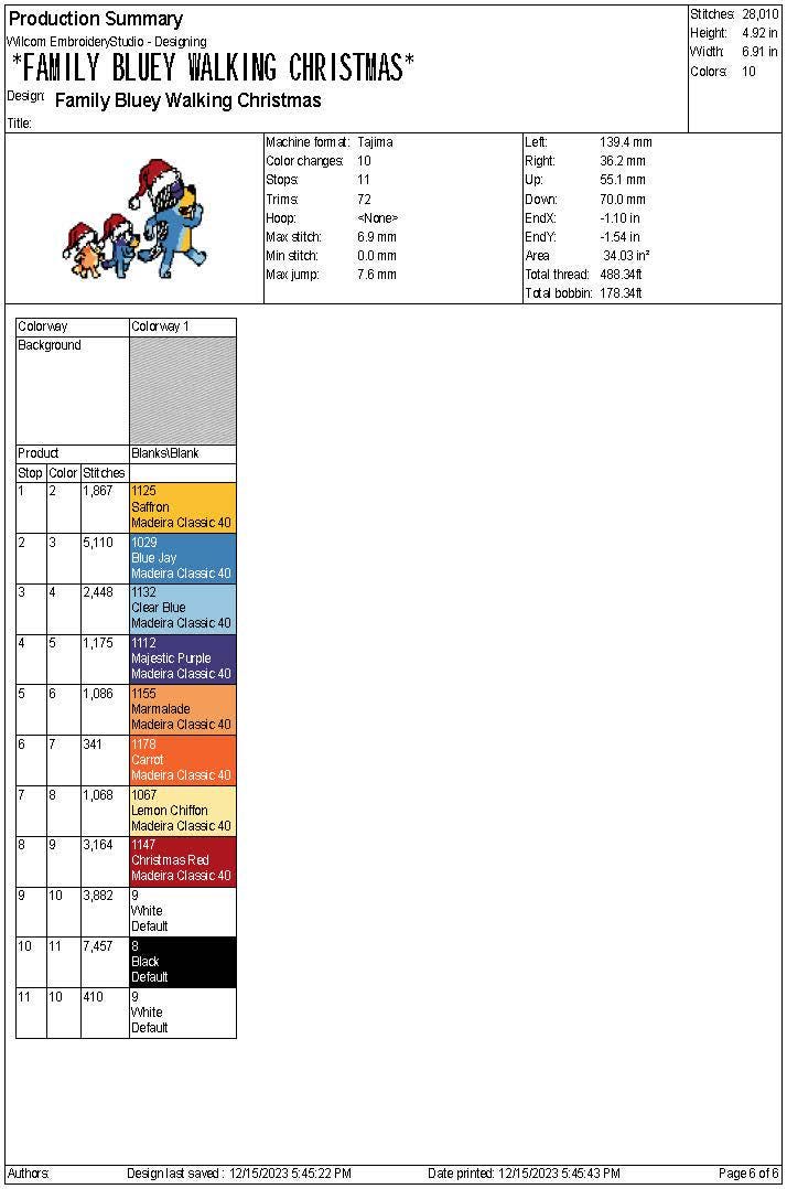 Blue Dog Family Christmas Cute Cartoon Machine Embroidery File Gift | 4 Sizes