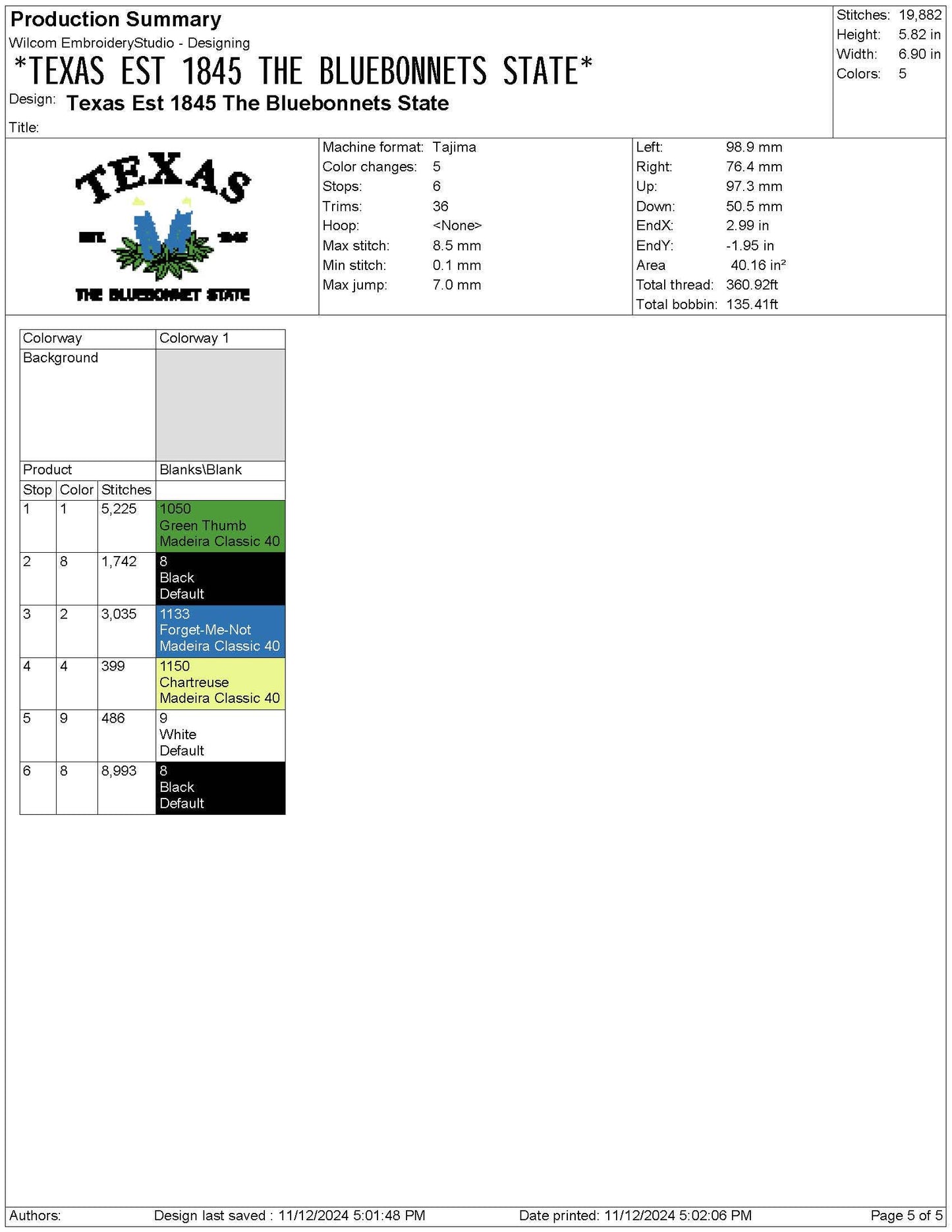 Texas Lone Star State Machine Embroidery File