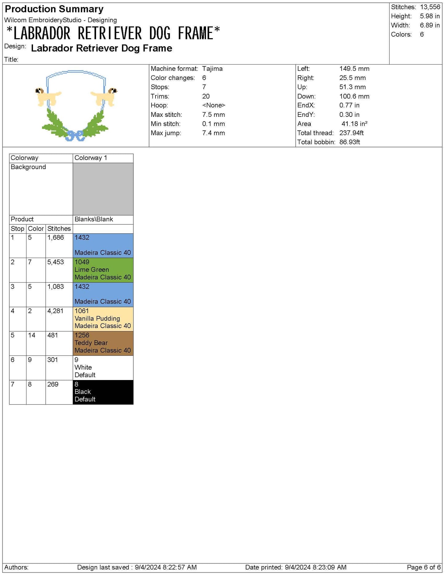 Labrador Retriever Embroidery Design: Dog Frame Crest (DST, PES, EXP) Digital Download