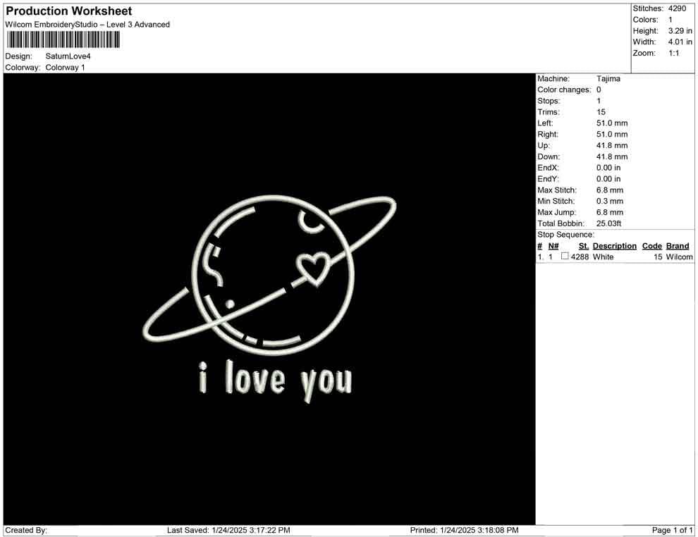 Valentine Valentine's Day Machine Embroidery File | Love You To Moon | 4 Sizes
