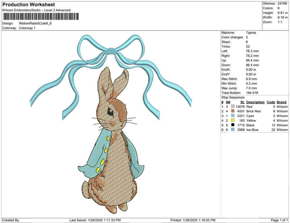 Vintage Bunny with Bow Embroidery Design: Easter, Nursery (Digital Download)