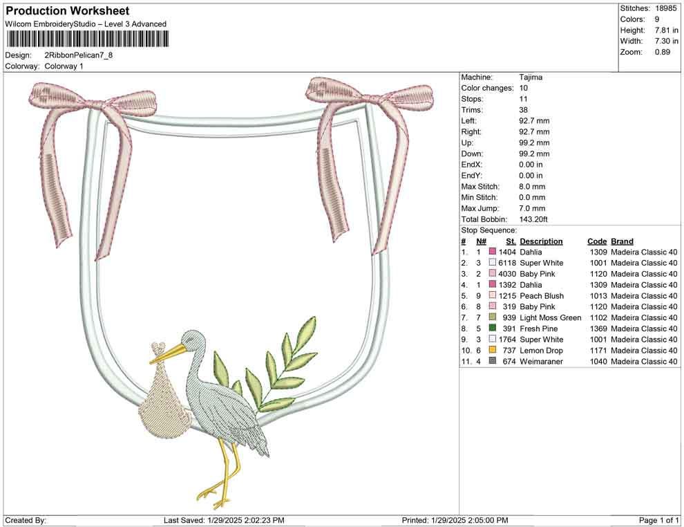 Stork Baby Arrival Embroidery Design: Newborn Banner Frame (Digital Download)