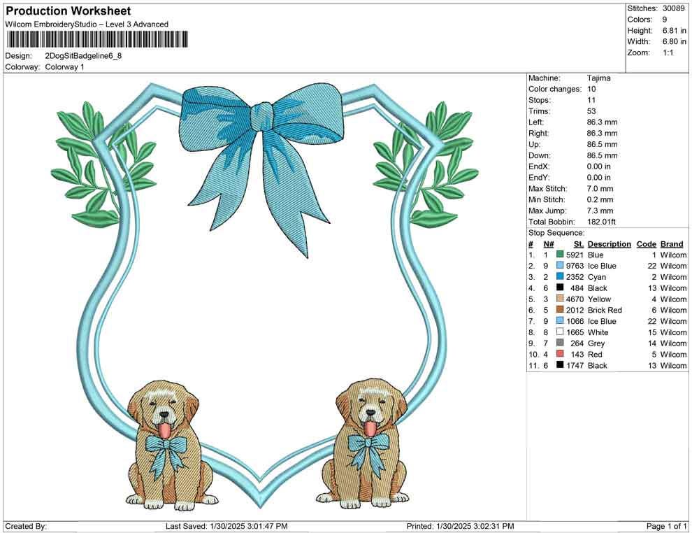 Cute Puppy Dogs Banner Crest Frame