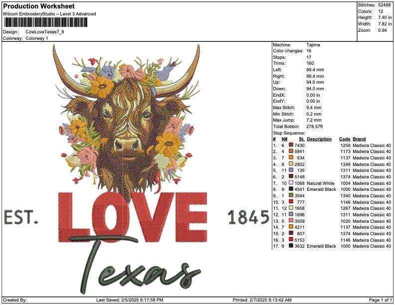 Texas Longhorn Embroidery Design, Floral Highland Cow Machine Embroidery File, Western Cowgirl PES DST JEF+ (Digital Download)