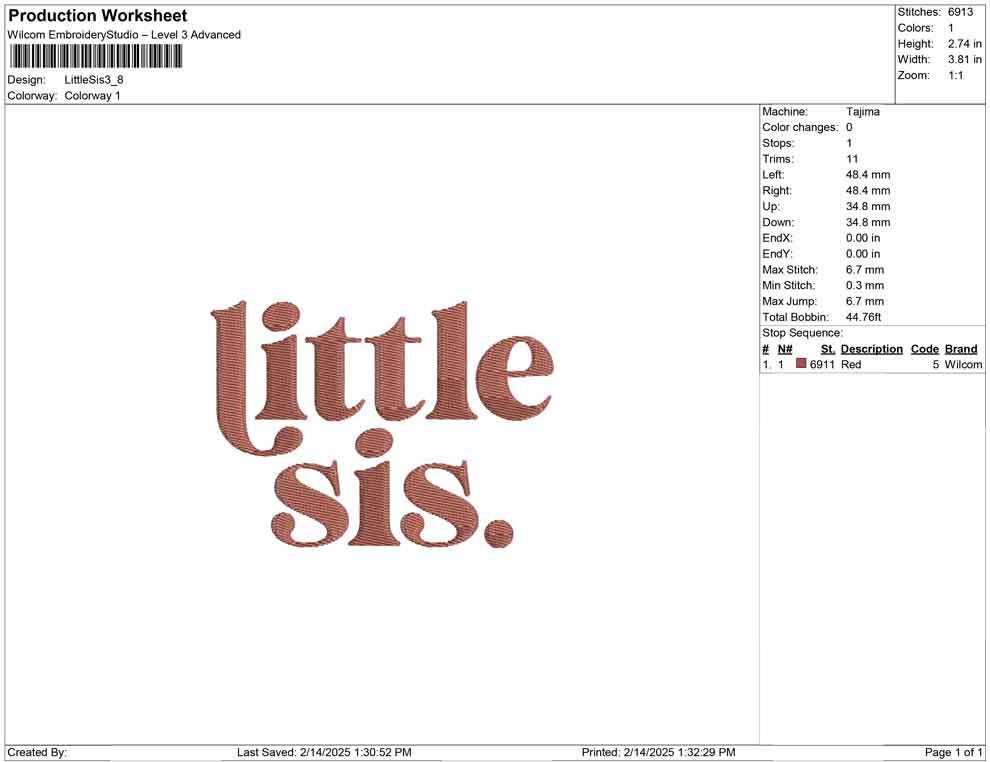 Family Little Sis Sister Machine Embroidery File | Cute Toddler Design DIGITAL PRODUCT | 4 Size