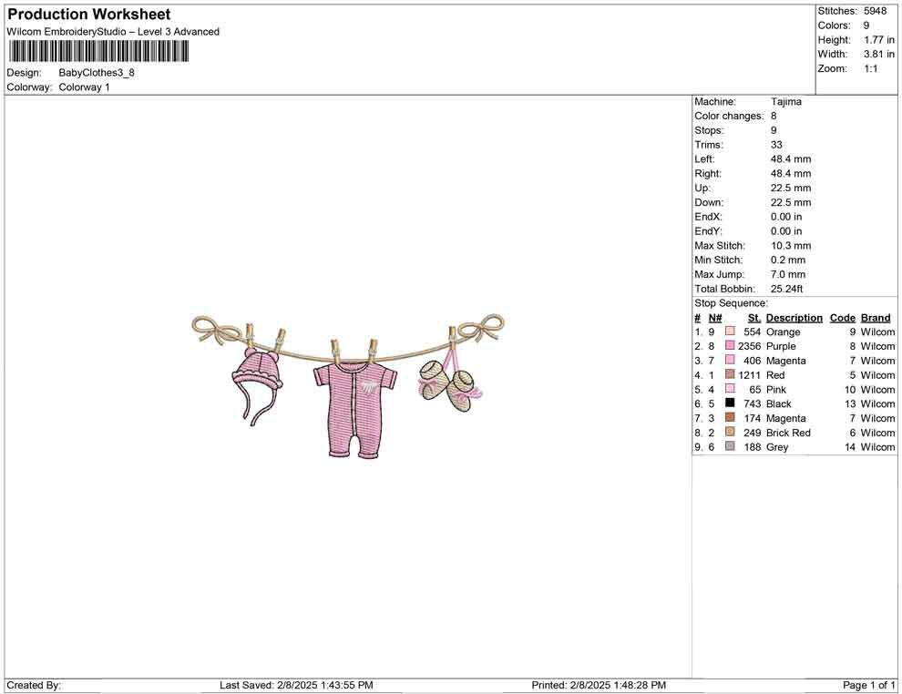 Baby Clothesline Embroidery Design: Newborn Onesie (Digital Download)