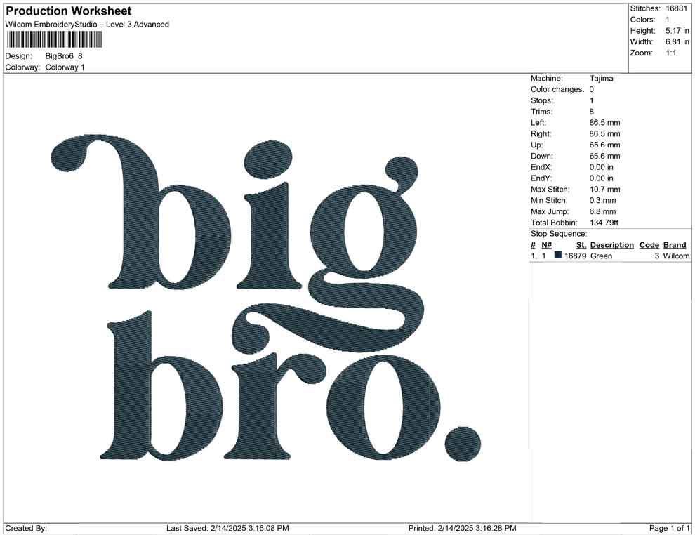 Family Big Bro Brother Machine Embroidery File | Cute Toddler Design DIGITAL PRODUCT | 4 Size