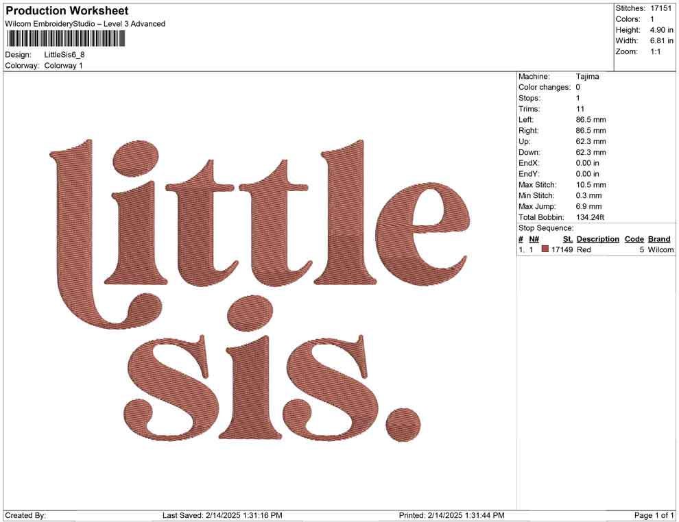 Family Little Sis Sister Machine Embroidery File | Cute Toddler Design DIGITAL PRODUCT | 4 Size