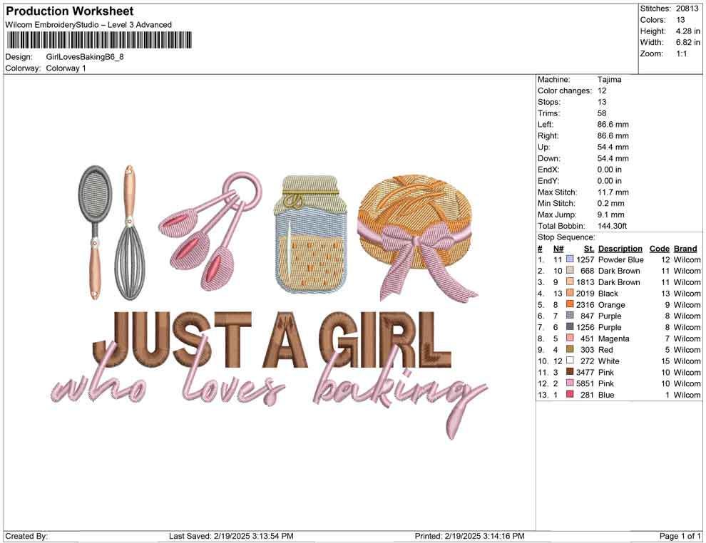 Baking Embroidery Designs: Just A Girl Who Loves Sourdough Bread Machine Embroidery File For Traditional Wife Embroidery Design