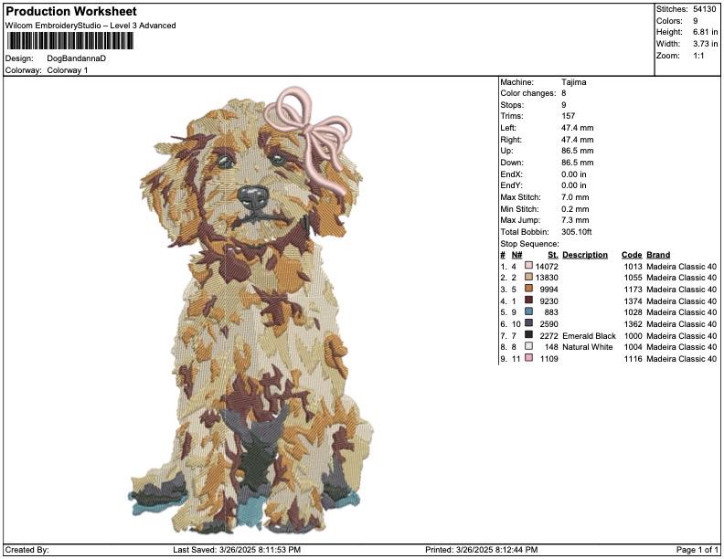 Goldendoodle Embroidery Design Goldendoodle Dog Machine Embroidery File Dog with Pink Bow Embroidery File (Digital Download)