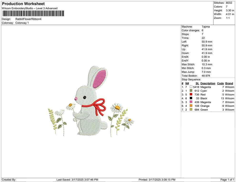 Bunny with Flowers Embroidery Design: Rabbit (Digital Download)