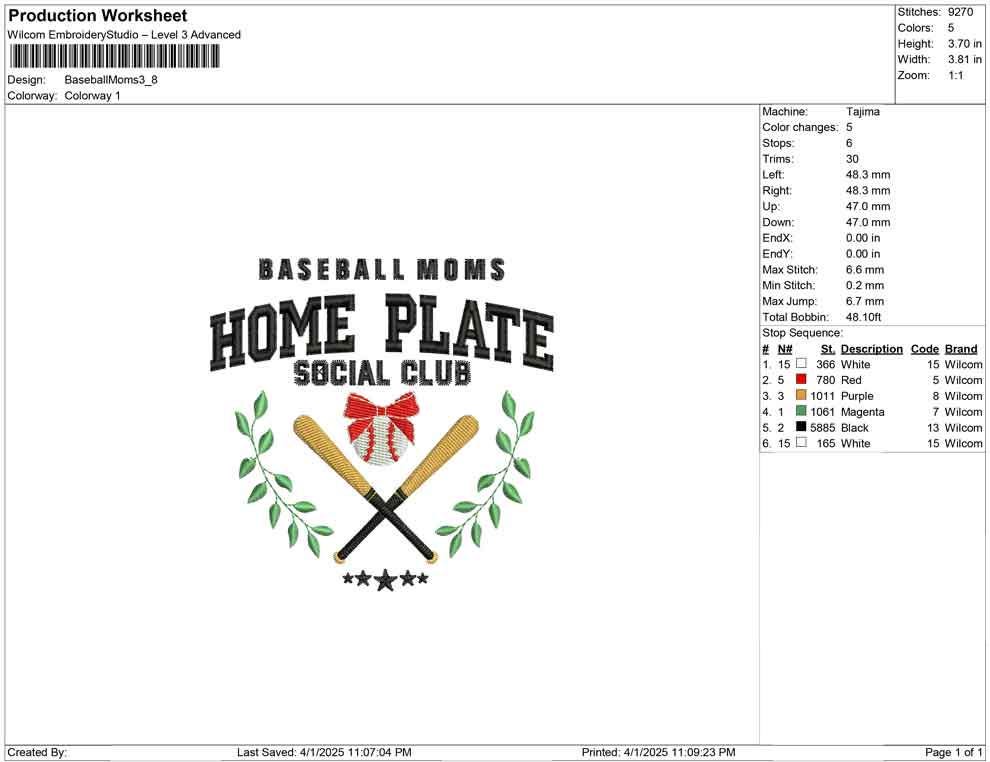 Baseball Mom Embroidery Design: Home Plate Social Club (Digital Download)
