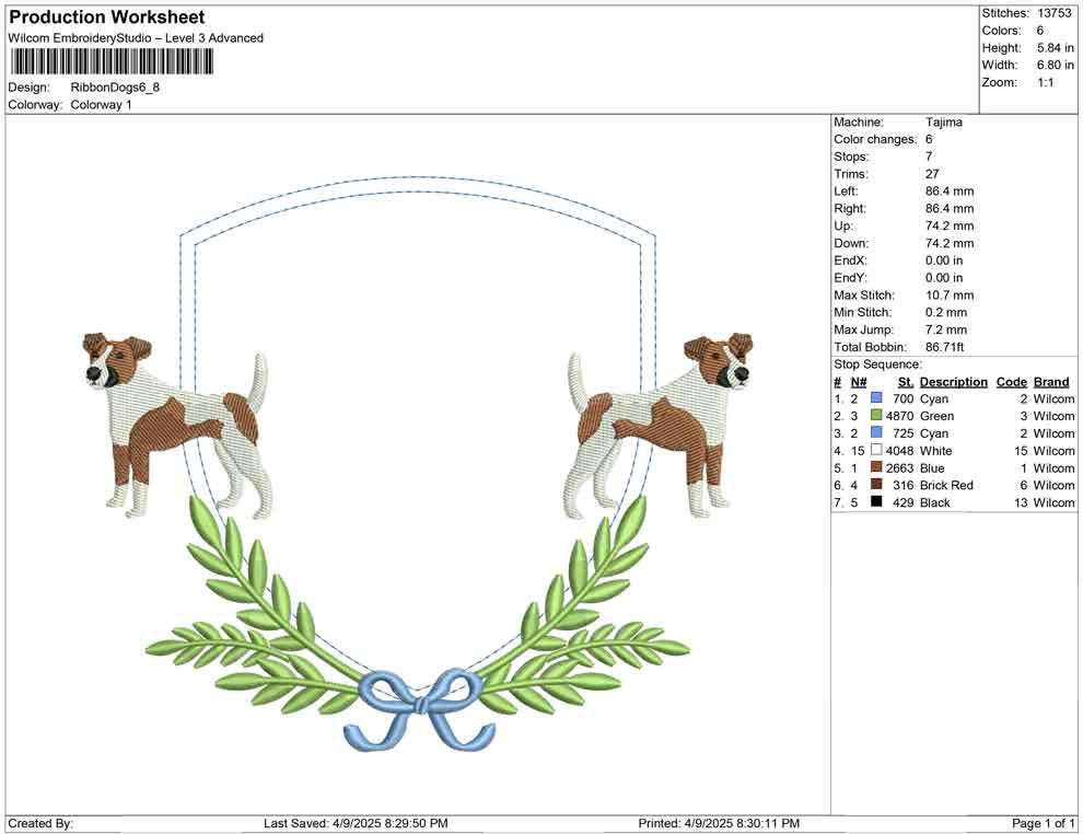 Jack Russell Laurel Frame Embroidery Design: Pet Embroidery (Digital Download)