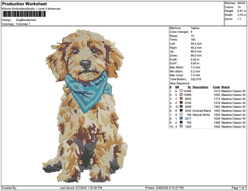 Goldendoodle Dog Embroidery Design: Blue Bandana Puppy Machine Embroidery File Goldendoodle Dog Embroidery File (PES, DST, JEF More) Digital