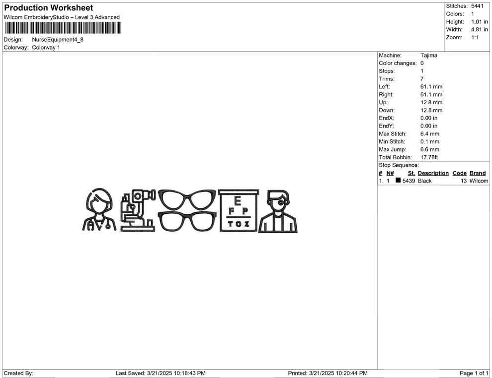 Optometry Line Art Embroidery Design: Eye Doctor, Nurse (Digital Download)