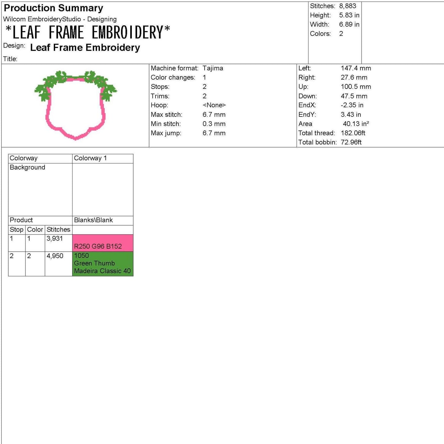 Leaf Frame Embroidery Design: Botanical Crest (Digital Download)