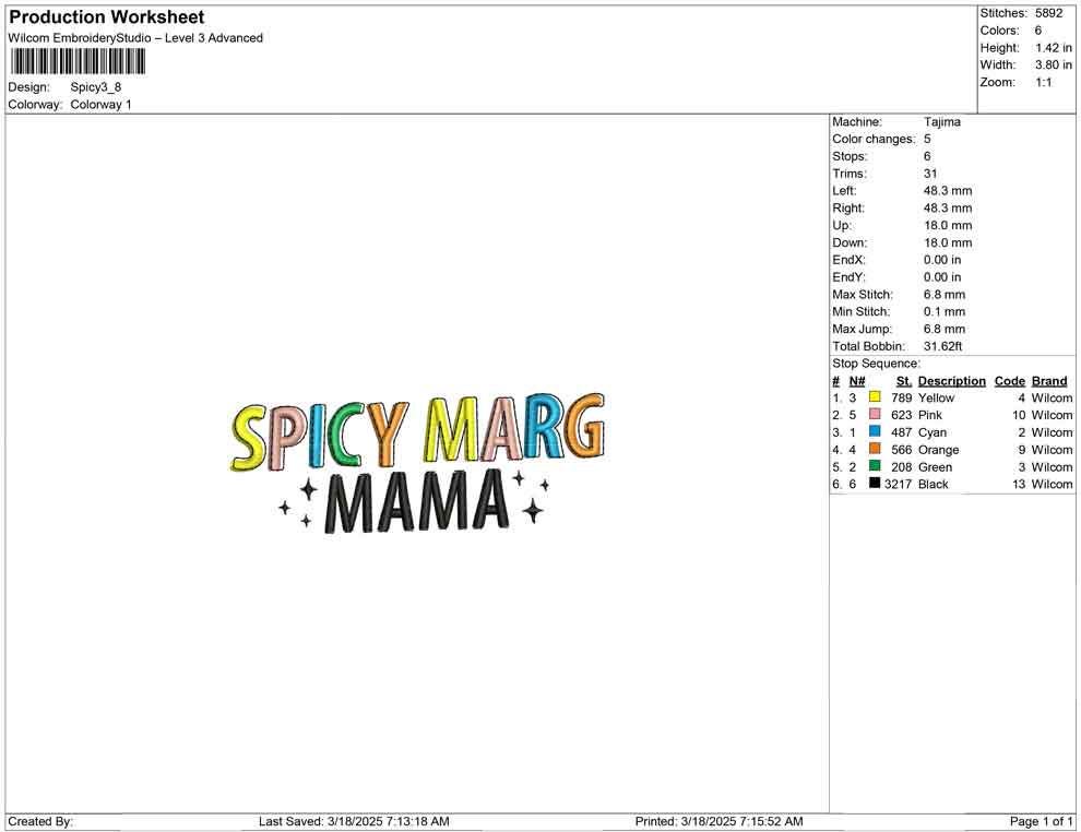 Spicy Marg Mama Embroidery Design: Fun Cocktail Embroidery (Digital Download)