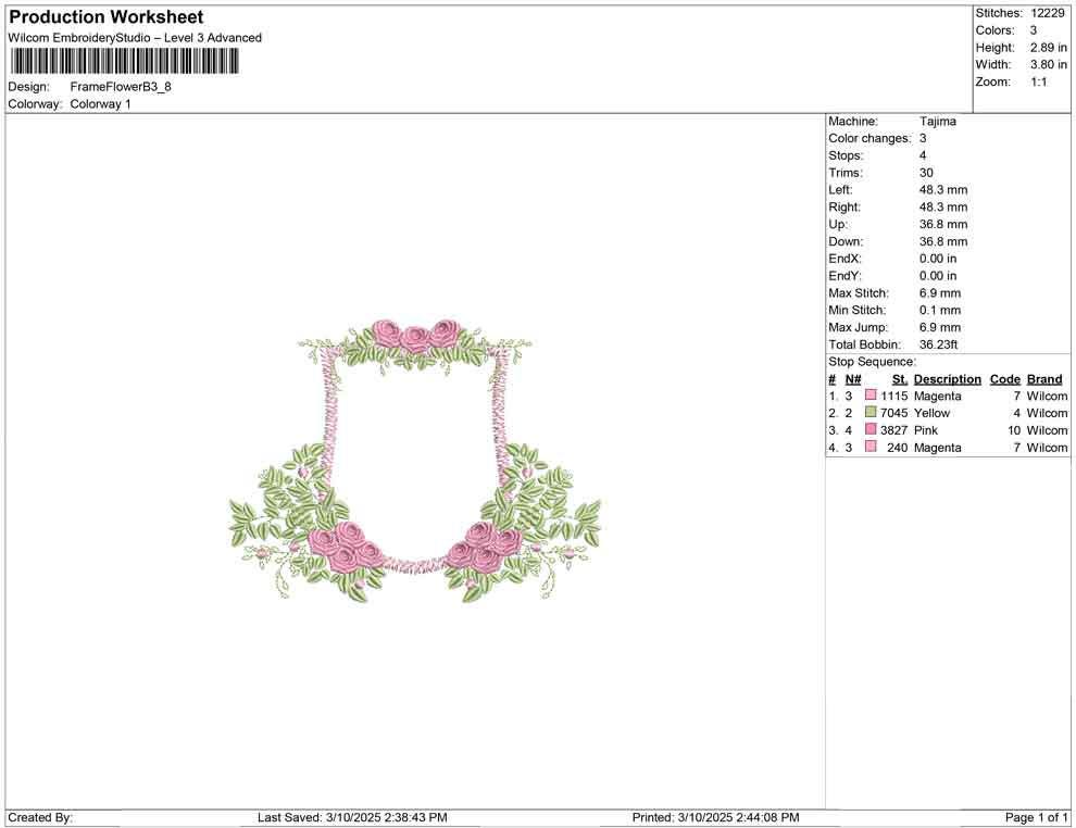 Floral Crest Frame Embroidery Design: Rose Wedding Banner (Digital Download)