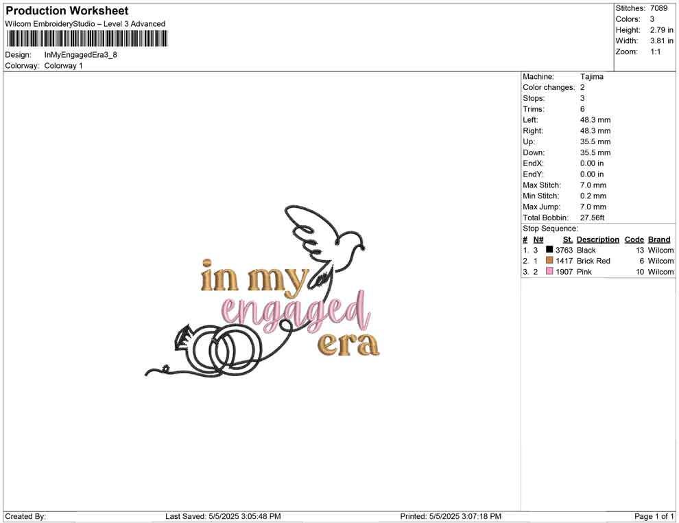 In My Engaged Era Embroidery Design: Wedding Rings & Dove (Digital Download)