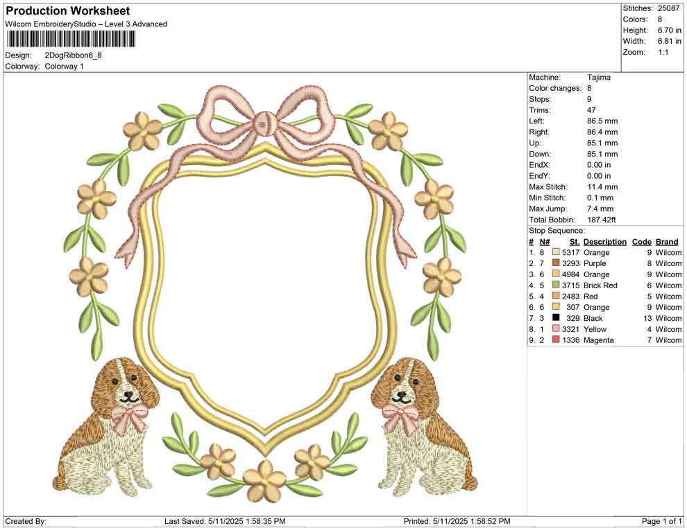 Dog Ribbon Crest Frame Embroidery Design Baby Banner Crest Frame Embroidery File Newborn Birthday Frame DST Wedding Crest Frame Embroidery