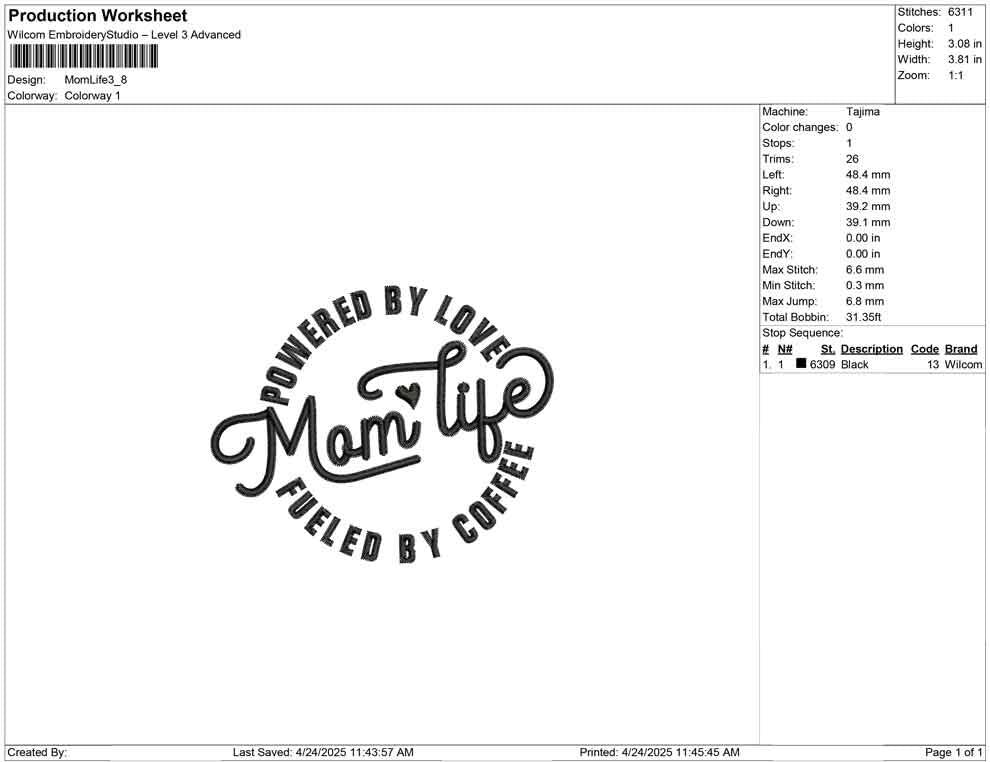 Mom Life Embroidery Design Mom Love Coffee Machine Embroidery File For Her PES Mom Era EXP Motherhood Embroidery DST Powered By Coffee Mom