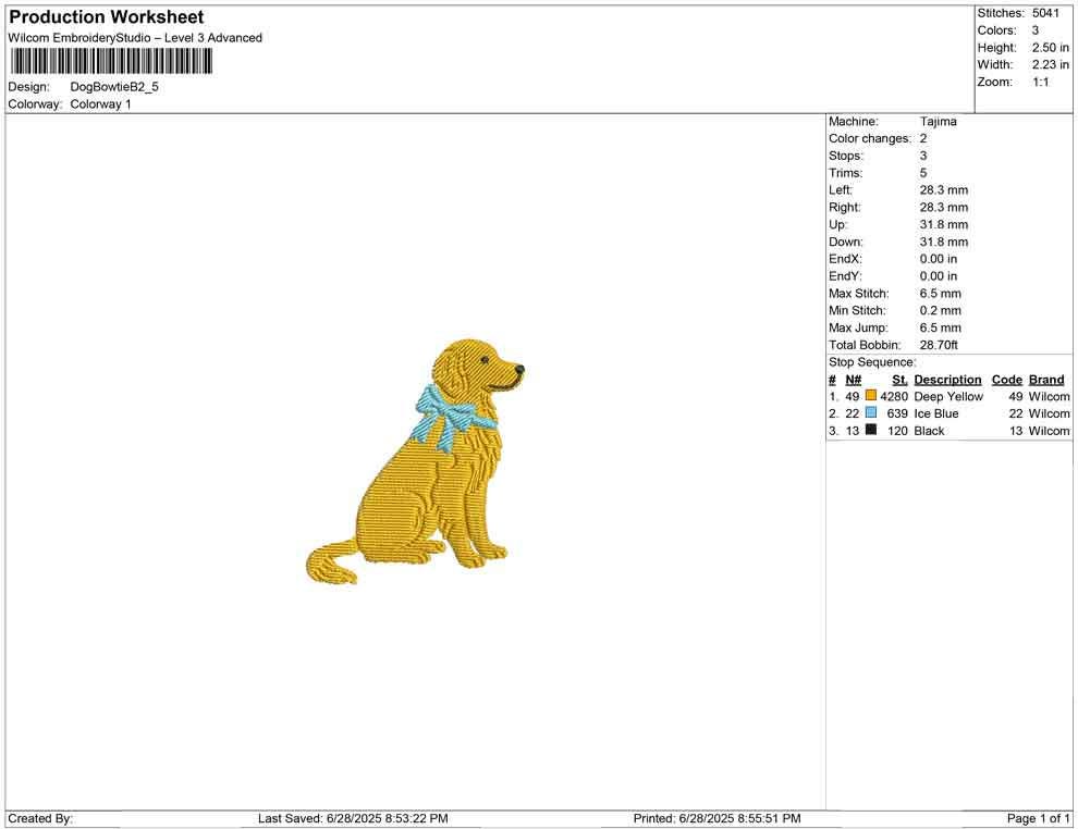 Golden Retriever Embroidery Design: Dog with Bow Machine Embroidery File Dog Embroidery File (DST, PES, JEF, More) Digital Download