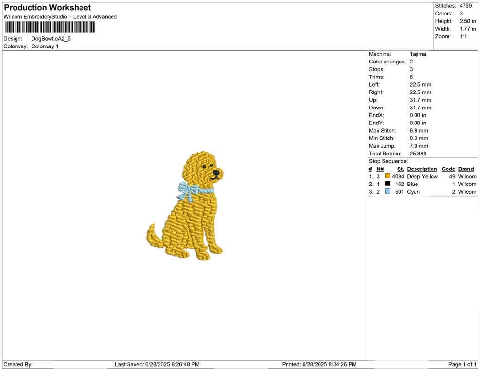 Goldendoodle Embroidery Designs: Curly Dog with Bow Embroidery File (Digital Download)