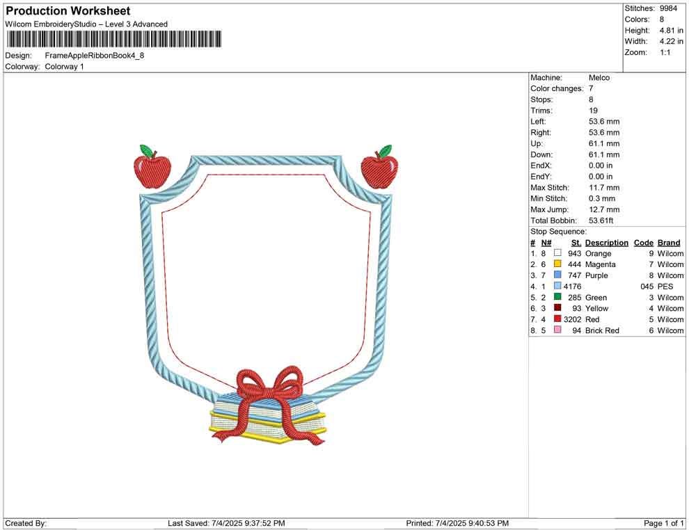 Back To School Frame Crest Embroidery Design Monogram Banner PES Teacher Crest Frame Machine Embroidery File Teaching DST File Teacher Crest