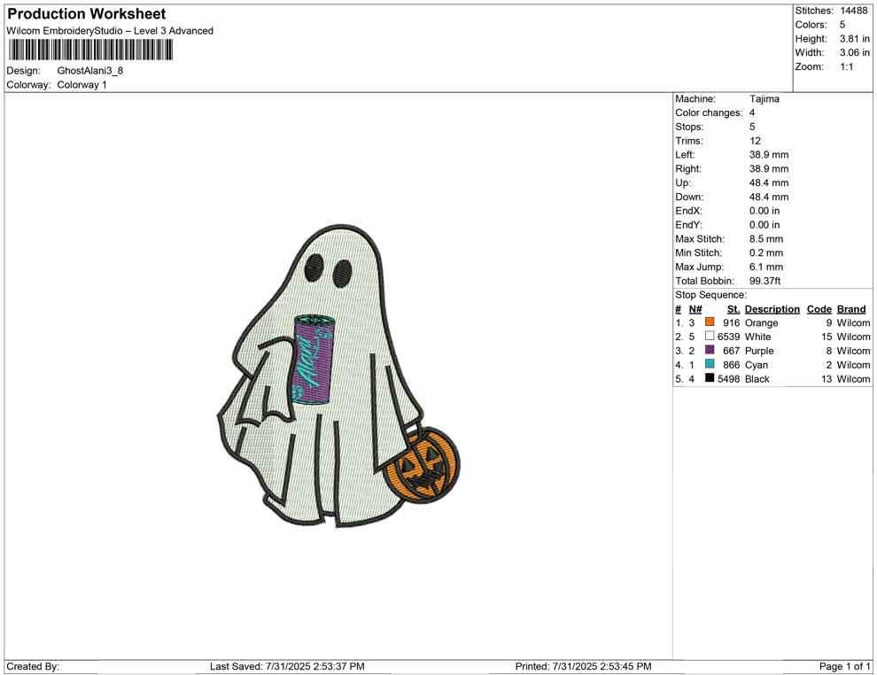 Halloween Ghost Embroidery Design: Energy Drink Ghost Machine Embroidery File (DST, PES, JEF more) (Digital Download)