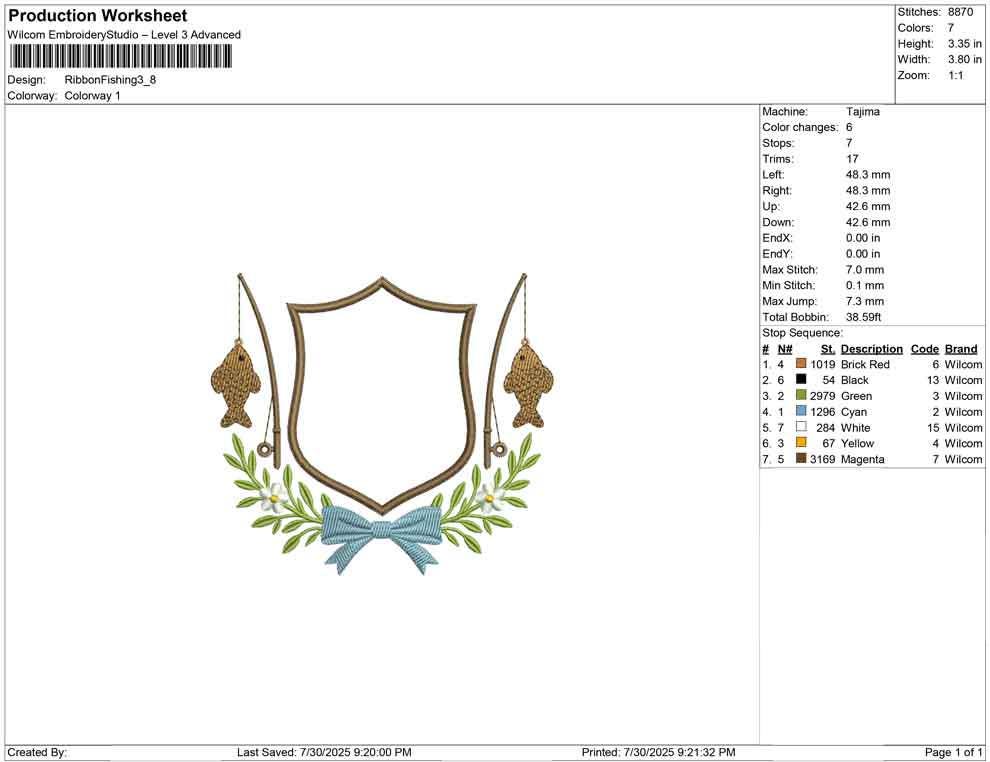 Fishing Crest Frame Embroidery Design: Outdoor Adventure (DST, PES, EXP) (Digital Download