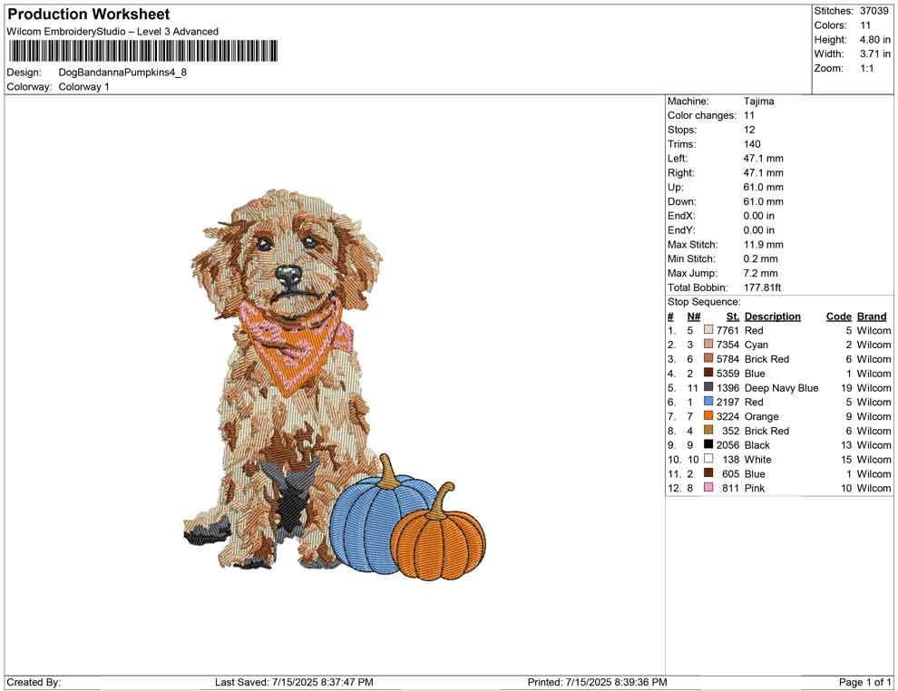 Goldendoodle Embroidery Designs: Goldendoodle Fall Embroidery Machine File Dog with Pumpkins Thanksgiving Embroidery Design Digital Download