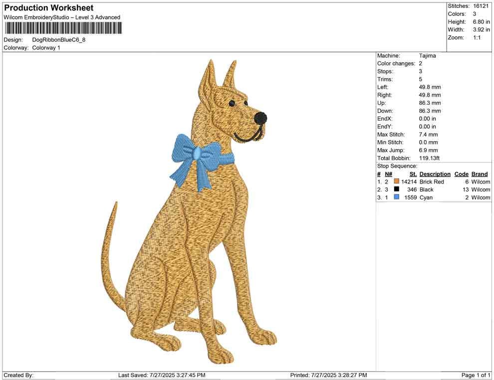 Great Dane Embroidery Designs: Big Dog Embroidery Machine File Dog with Bow Embroidery Design