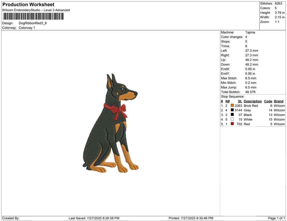 Doberman Dog Embroidery Design: Red Bow, Pet Lover Gift (Digital Download)