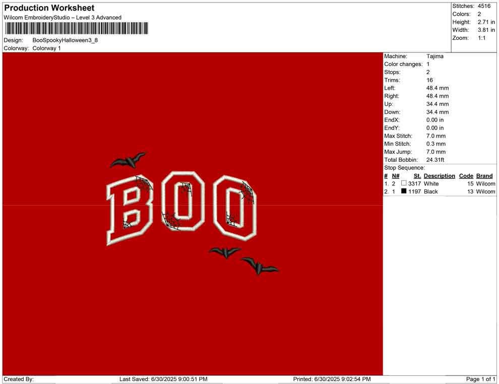 BOO Halloween Embroidery Design: Bats & Cobwebs (Digital Download)